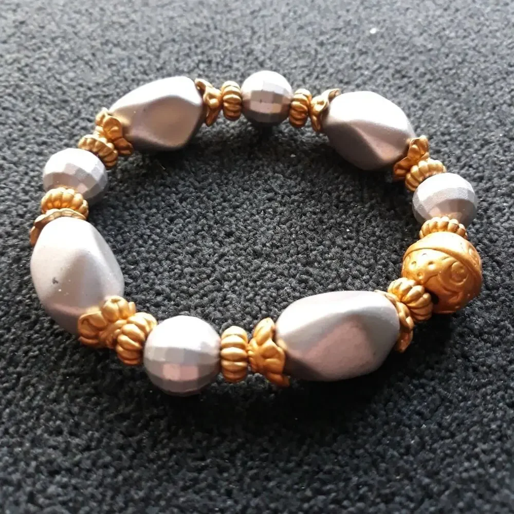 Stretch Bracelet Gold & Silver Disco Ball Beads
